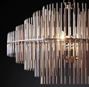 Lustre rond <span class=keywords><strong>Emile</strong></span> en laiton massif, style moderne et luxueux, finition nickel, pour salle à manger - Product Image 2