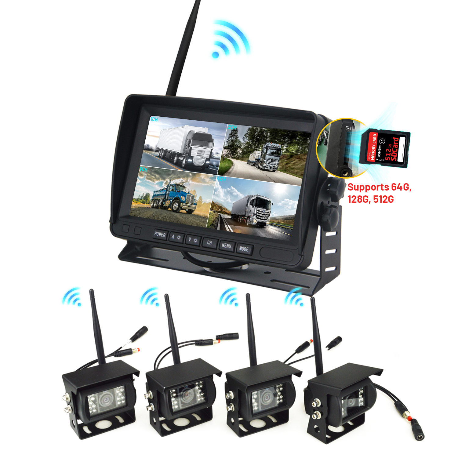 4CH 7"Monitor+4camera