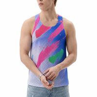 Débardeur en tissu mesh sans manches de haute qualité, design dégradé, vêtements de sport pour la course à pied, impression personnalisée OEM ODM, logo sur le débardeur
