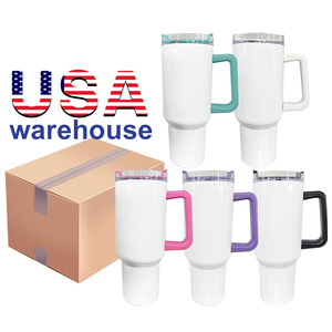 40oz Stainless Steel <b>Disposable</b> Classic Large Capacity Sublimation White to Green Glow in Dark Tumbler with Lid Handle <b>Straw</b> - Product Image 1