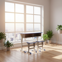 Chaise de bureau double moderne en bois pour salles de classe (primaire, collège, lycée, université) – Vente en gros directe fabricant