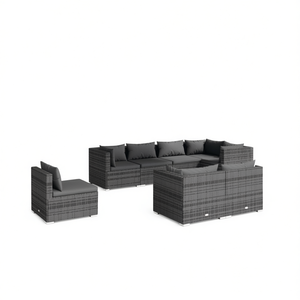 Ensemble de salon de jardin gris anthracite en rotin, mobilier d'extérieur 6 places, design contemporain - Product Image 1