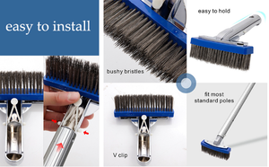 Cepillo Telescópico de Aluminio para Limpieza de Algas en Piscinas, Aplicación en Exteriores, Limpiador de Paredes y Cepillos - Product Image 6