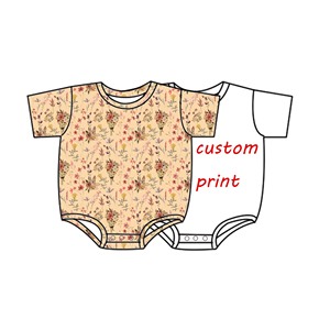 Qingli OEM Không Có Thuế quan Mới Phong Cách Trẻ Em Tùy Chỉnh Hoa In Romper Trẻ Em Ngắn Tay Áo Bong Bóng Tre Romper - Product Image 3