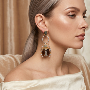 SENYU Nuovi Orecchini di Lusso Europei Vintage a Forma di <span class=keywords><strong>Scarabeo</strong></span> per Donne, con Cristalli Incastonati, Gioielli a Forma di Insetto, Regalo per Feste - Product Image 3