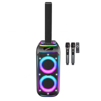 Enceinte Karaoké 3 voies avec aimants 90 mm, Woofer, Tweeter, Midrange, 4500 mAh, 11.1V, LED, FM, BT, AUX, USB, TF, TWS, réglage des basses et des aigus
