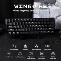 Clavier magnétique filaire OEM ODM Aula WIN60 HE 60 avec actuation réglable, taux de polling de 8000 Hz, interrupteurs à effet Hall, HotSwap pour