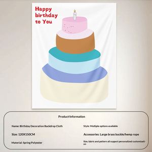 Telón de Fondo para Cumpleaños Infantil con Diseño de Dibujos Animados de Xiaohongshu, Decoración para Pastel, para Niños y Niñas, Bebés - Product Image 4