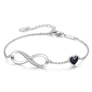 2025 nueva moda 925 corazón de plata cumpleaños circón piedra pulsera infinitos pulsera de 8 caracteres para mujeres y niñas - Product Image 4