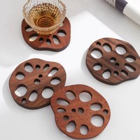 Vente en gros de sous-verres en forme de racine de lotus en bois d'apparence de haut niveau pour l'isolation de bureau