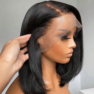 วิกผมบ๊อบทำจากผมแท้ ไม่ต้องใช้กาว  พร้อมผมที่ถอนมาแล้ว 13x4 HD Lace Front  วิกผมแท้แบบสวมใส่ได้ทันที - Product Image 1