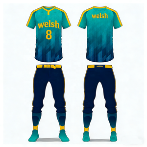 <span class=keywords><strong>Pull</strong></span> unisexe en polyester respirant grande taille, vert sarcelle clair, col en V, séchage rapide, imprimé par sublimation, 2 boutons, pour softball et <span class=keywords><strong>baseball</strong></span>, 160g - Product Image 1