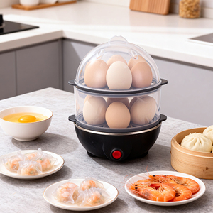 เครื่องทำอาหารเช้าอเนกประสงค์รุ่นใหม่ สำหรับใช้ในบ้าน เครื่องต้มไข่แบบเร็ว หม้อนึ่งไข่ไฟฟ้าสองชั้น - Product Image 1