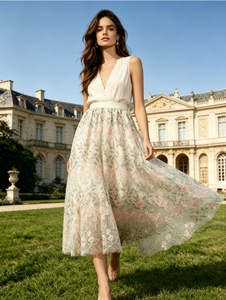 <b>SWEET</b> BABE Women Delicate Floral Design Midi Skirt High Waist Flowy Skirt Great For Vacation <b>Party</b> And Everyday Styling - Product Image 4