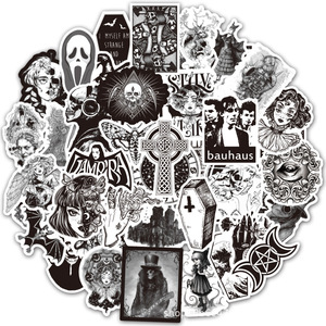 50 pezzi adesivi decorativi Graffiti gotici in stile Punk in bianco e nero per <span class=keywords><strong>adesivo</strong></span> <span class=keywords><strong>teschio</strong></span> in vinile per Laptop bottiglia - Product Image 5