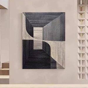 Dafen Village Oil Painting <b>Abstract</b> Geometric <b>Canvas</b> Art Black Frame Rectangle Modern Living Room Decor - Product Image 2