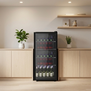 Refrigerador de Bebidas de 118L, Mini <span class=keywords><strong>Nevera</strong></span> con Puerta de Vidrio, Enfriador de Bebidas Independiente para <span class=keywords><strong>Refrescos</strong></span>, Cerveza, Vino, Hogar, Bar, Oficina, Dormitorio - Product Image 1