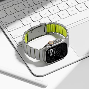 Correa de Silicona y Titanio para Apple Watch Ultra 3/2/1 49mm 46mm 45mm 44mm con Botón de Seguridad para <span class=keywords><strong>IWatch</strong></span> 11 10 9 8 7 6 5 SE 3 - Product Image 6