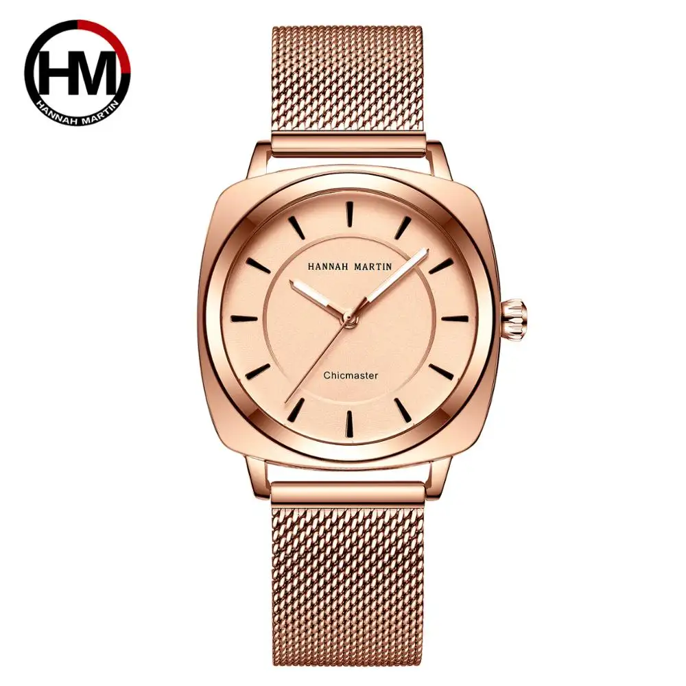 हन्ना मार्टिन 106 के लिए कलाई घड़ियों महिलाओं शीर्ष स्टील का पट्टा महिला घड़ियाँ फैशन देवियों घड़ी क्वार्ट्ज