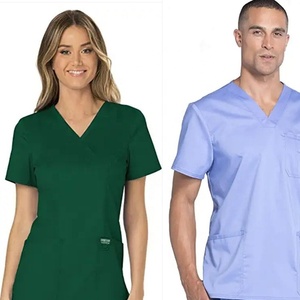 Conjunto de uniformes quirúrgicos para <span class=keywords><strong>hombre</strong></span> y mujer, pantalón con cuello en V y logo personalizado, 100% algodón, oem, venta al por mayor - Product Image 3