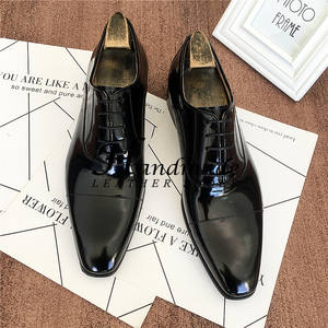 Zapatos de cuero con bordes expuestos, acabado en pintura perlada, con tres piezas, estilo británico, zapatos de hombre, zapatos de novio para boda - Product Image 3