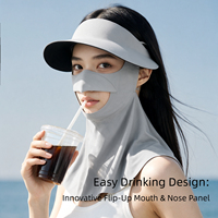 Chapeau Facekini en Soie Glacée Anti-UV, Protection Visage et Cou, Respirant, Ouverture pour Boire, Lavable, Durable, OEM/ODM