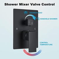 Empolo Cupc Luxe Laiton Noir 12 Pouces LED Système de Douche Murale Ensemble Discret Pluie Mitigeur de Bain pour Hôtel