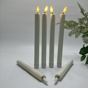 เทียน LED ก้านยาว รูปทรงเรียว ใช้แบตเตอรี่ ทำจากขี้ผึ้งแท้ สำหรับตกแต่งบ้านและงานแต่งงาน - Product Image 1