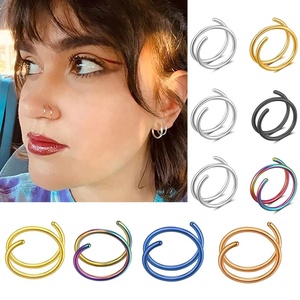 6/8/10mm Spiral <strong>Nose</strong> <strong>Ring</strong> 20 Gauge <strong>Thin</strong> <strong>Nose</strong> Piercings F136 Stainless Steel Double Hoop <strong>Nose</strong> <strong>Ring</strong> - Product Image 2