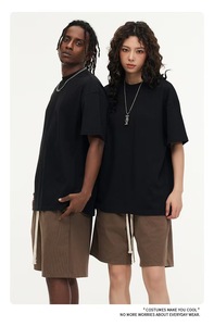 กางเกงขาสั้นผู้ชายผ้าฝ้ายถักน้ำหนัก 410 กรัม สไตล์สปอร์ตแคชชวลเอวกลางห้าส่วน ปิดด้วยเชือกผูก พิมพ์ลายดิจิตอล - Product Image 5