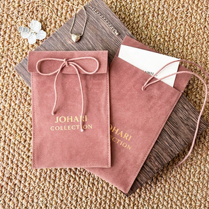 Pochette d'emballage textile personnalisée avec logo, sac enveloppe de luxe en velours, sac d'emballage plat en velours pour bijoux, pour boucles d'oreilles - Product Image 1