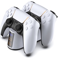 Chargeur de manette PS5 PRO, station de charge double, charge rapide 2,5A, port Type-C, éclairage RGB personnalisable, compatible PS5 Elite