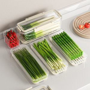 Refrigerator Storage <b>Boxes</b> Food Grade Containers With Clip On Lids For Vegetables Fruits And <b>Noodles</b> Rectangle Solid Color - Product Image 3