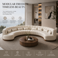 Canapé modulable incurvé de luxe moderne capitonné pour salon, canapé chaise longue personnalisable en taille et matériau, idéal appartement et hôtel, en velours