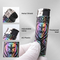 Briquet à gaz piézoélectrique en plastique certifié CPSC, vente en gros, logo personnalisé imprimé, design 3D enveloppant, fabrication de briquets à cigarettes