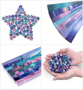 Différents modèles de beau ciel spatial pour papier Arts Crafts Kids Starry Sky School Teachers Folding Star Paper Strips - Product Image 2