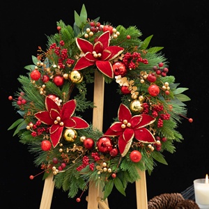 Shop Window Decoration Xmas Red <b>Bow</b> Christmas Ball Wreath Christmas - Product Image 3