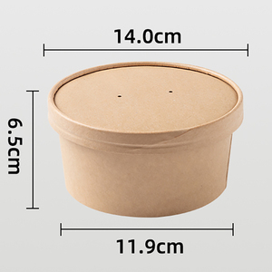 Bol à salade <span class=keywords><strong>Poke</strong></span> jetable de 750 ml, 140 cal, à double paroi, recyclable, en papier kraft, imperméable, avec impression personnalisée du logo - Product Image 2
