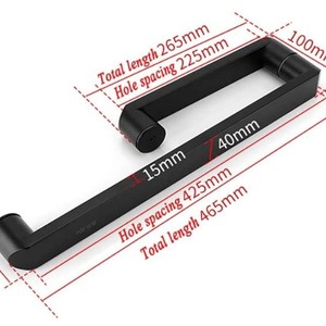 Poignée de porte coulissante en forme de L Huahu Black en acier inoxydable pour cabine de douche - Product Image 2