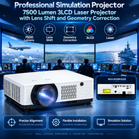 Projecteur de simulation professionnel 7500 lumens, projecteur laser 3LCD avec déplacement de l'objectif et correction géométrique