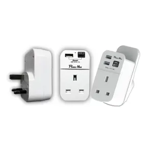 Multi Plug Extension with USB 3 Way 2 USB Ports Wall Plug Adapter USB Wall Socket 13A Power Socket No Power Cord for Home Travel