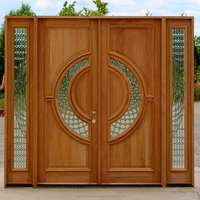 Porte d'entrée extérieure en bois massif de style scandinave pré-suspendue, double finition, acajou, 72 po x 96 po, imperméable