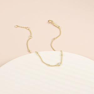 Delicada pulsera de oro sólido para uso diario, decoración de cuentas de oro redondas, pulsera ajustable de diamantes cultivados en laboratorio de 2,5 MM - Product Image 5