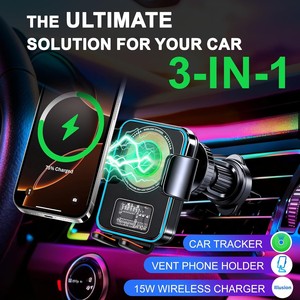 Chargeur <span class=keywords><strong>de</strong></span> voiture sans fil rapide 15W avec <span class=keywords><strong>traceur</strong></span> GPS intégré, support <span class=keywords><strong>de</strong></span> téléphone pour grille d'aération, compatible iOS-Bluetooth, conception indétectable, garantie 1 an - Product Image 2