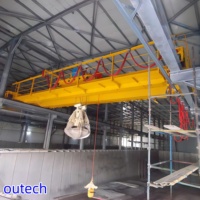 Mesin PLC Crane Overhead Double Girder Efisiensi Tinggi Kapasitas 3.2-50 Ton Kontrol Lantai+Remote untuk Penanganan Material Curah
