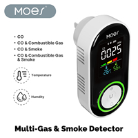 Détecteur de fumée et de gaz MOES CO, alarme, capteur de monoxyde de carbone à brancher, affichage LED d'avertissement, température, humidité, cuisine, garage, chaudière