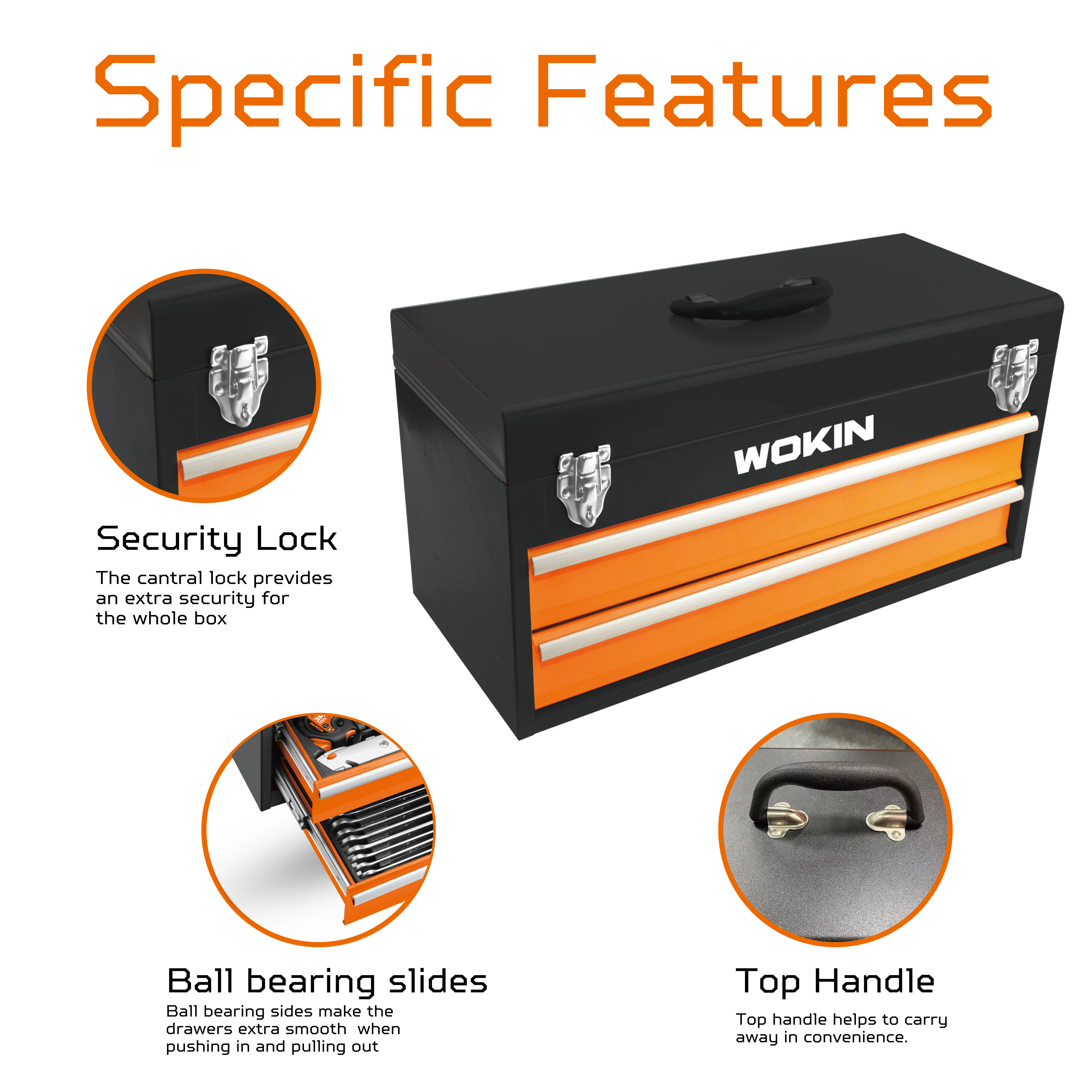 WOKIN 901098 Tools and Hardware 98pcs Chest Tool Set