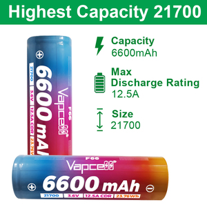 Batteries cylindriques au lithium-ion rechargeables <span class=keywords><strong>Vapcell</strong></span> <span class=keywords><strong>21700</strong></span> 6600mah F66 12.5A 3.6v pour les systèmes de stockage d'énergie solaire - Product Image 2