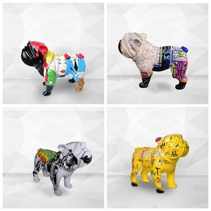 Arte popular moderno, escultura de dibujos animados de acero de vidrio ecológica, <span class=keywords><strong>Bulldog</strong></span>, adornos creativos personalizados para perros para decoración del hogar - Product Image 4