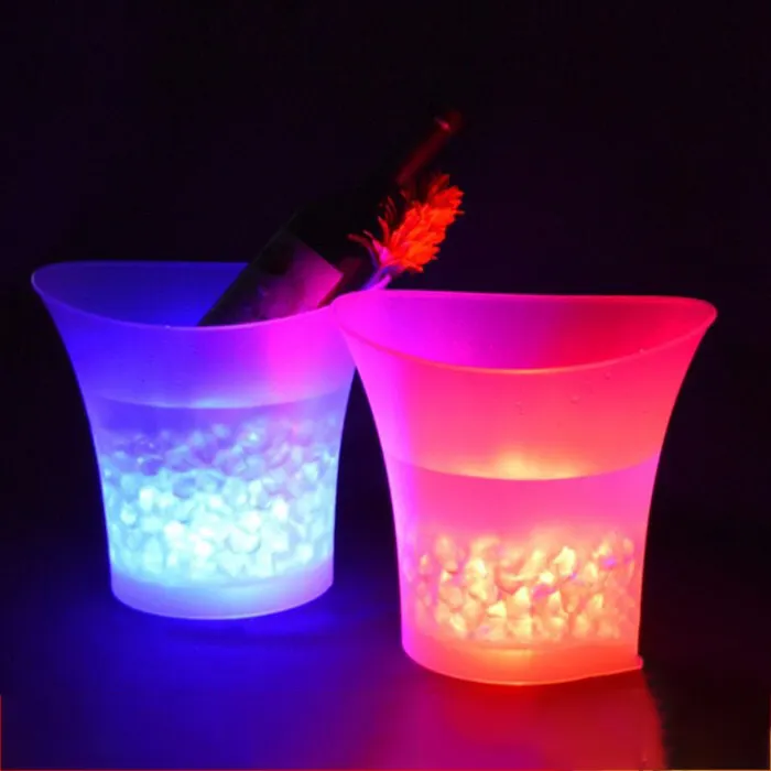 KLH182-Barra de luz colorida, Cubo de champán acrílico, 5L, Enfriador de plástico para cóctel, vino, KTV, LED, cerveza, hielo